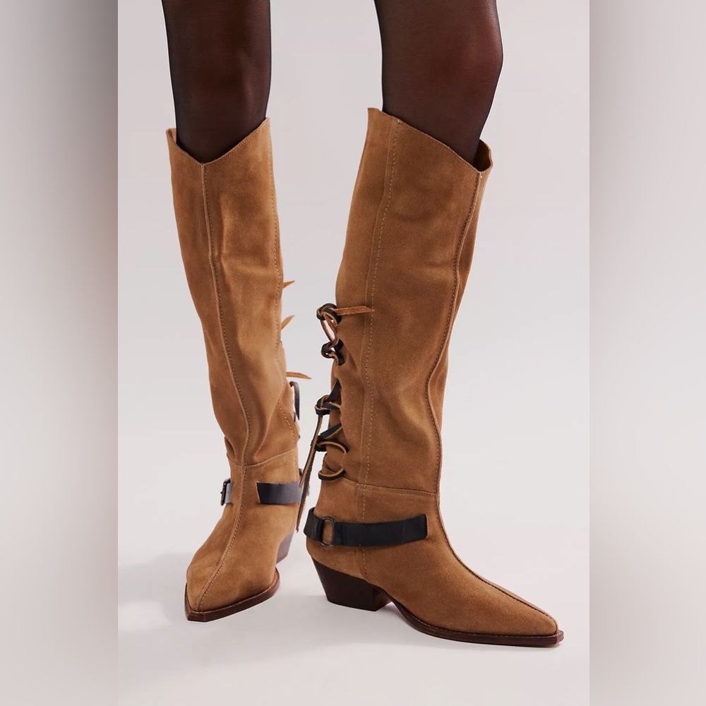 Free People Back-Lace Sway Low Slouchy Boots